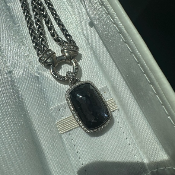 David Yurman Silver Necklace with Plum and Diamond Pendant - Picture 4 of 4